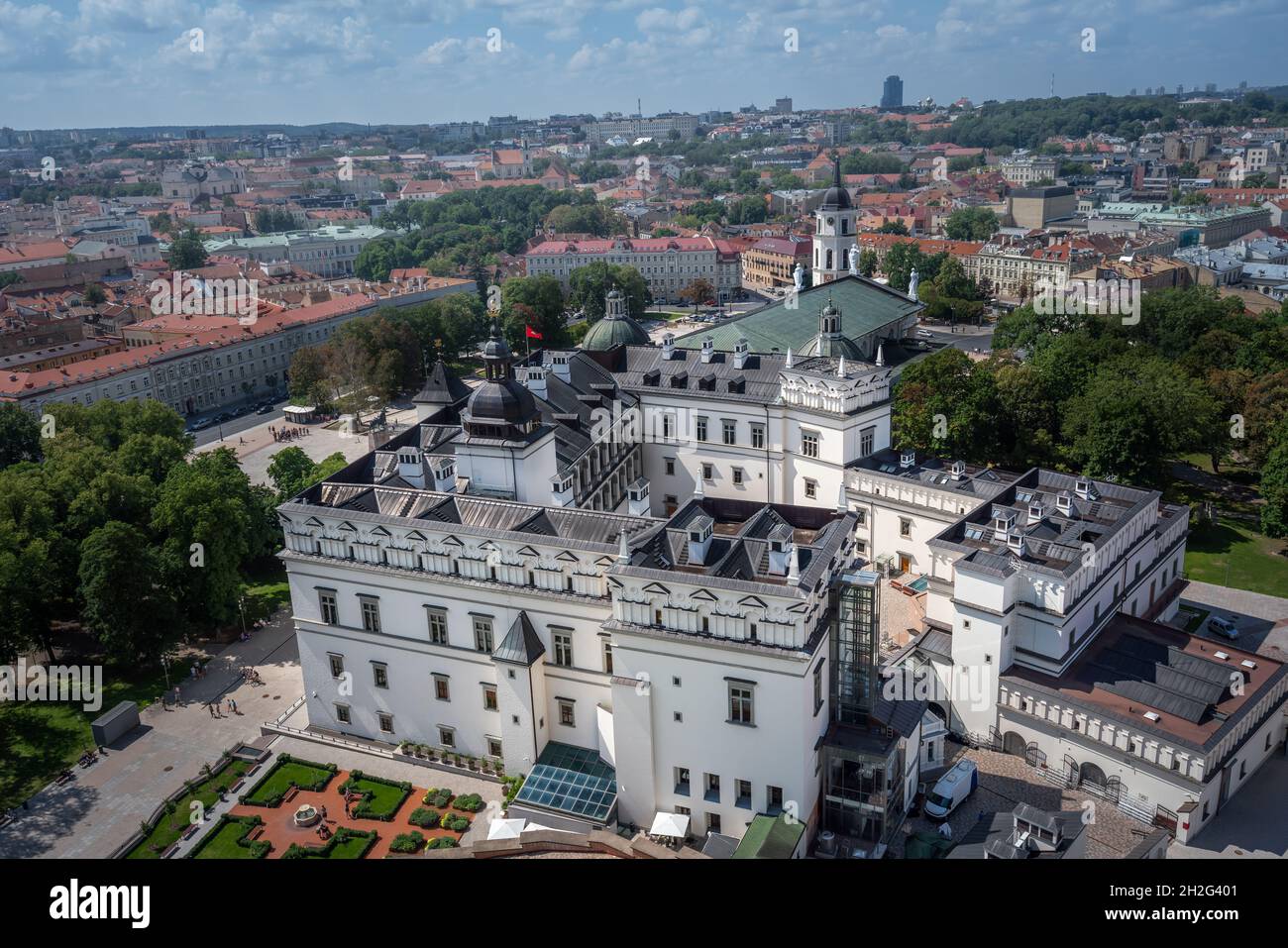 Aerial view of the Palace of the Grand Dukes of Lithuania - Vilnius, Lithuania Stock Photo