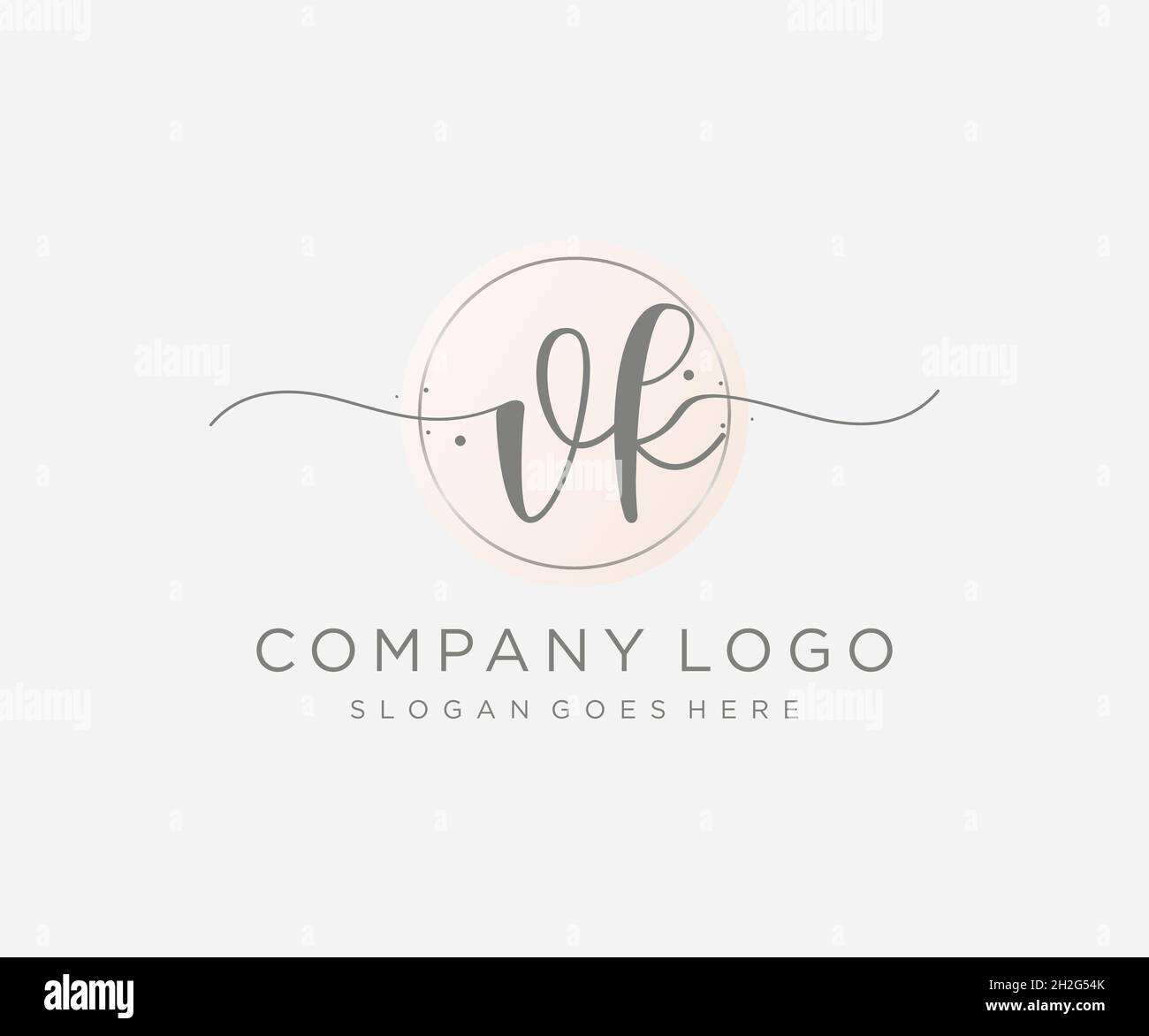 VK feminine logo. Usable for Nature, Salon, Spa, Cosmetic and Beauty Logos. Flat Vector Logo Design Template Element. Stock Vector