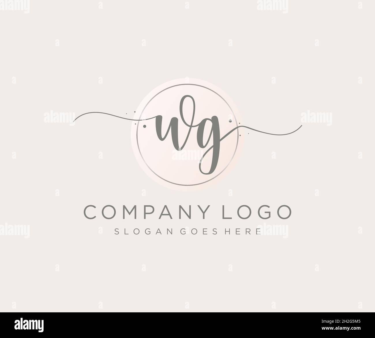 WG feminine logo. Usable for Nature, Salon, Spa, Cosmetic and Beauty Logos. Flat Vector Logo Design Template Element. Stock Vector