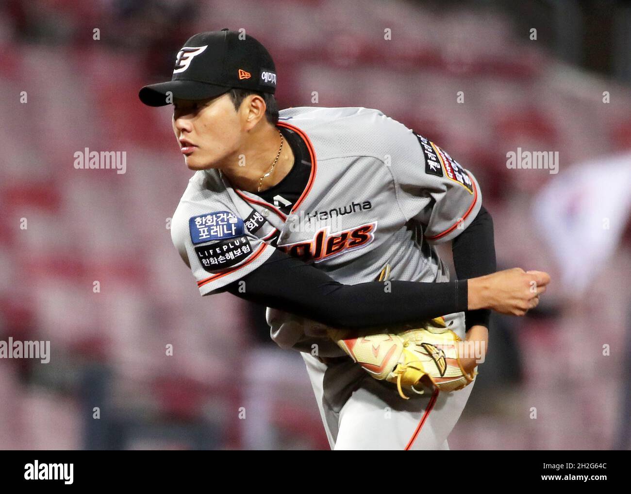 22nd Oct, 2021. Hanwha Eagles' Kim Min 