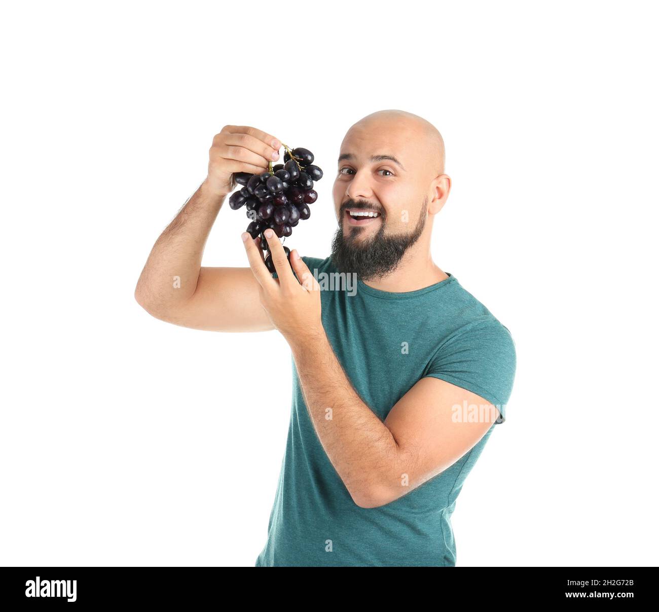 Photo inspiration: Gallery Detail: Overweight Man With Grapes On White Background Stock Photo