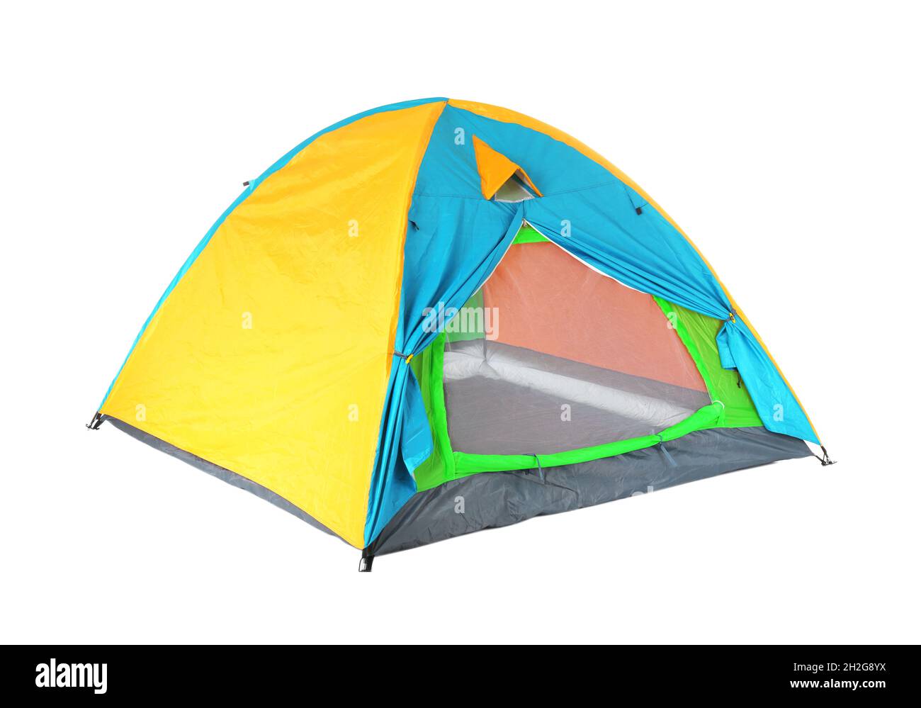 Colorful tourist tent on white background Stock Photo - Alamy