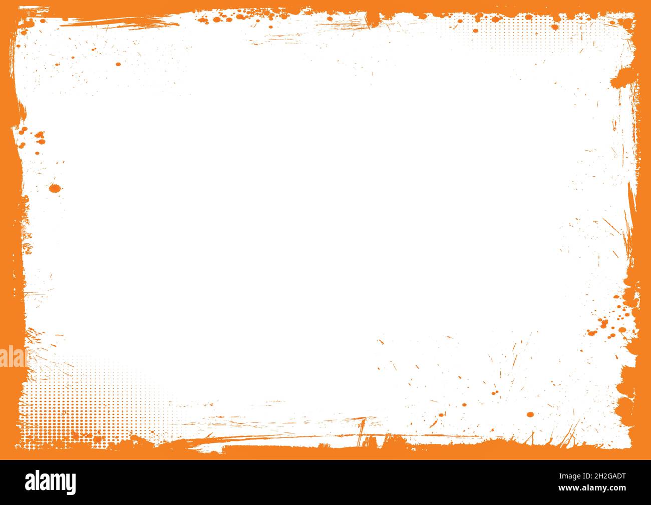The horizontal orange and white Halloween background with grunge border ...