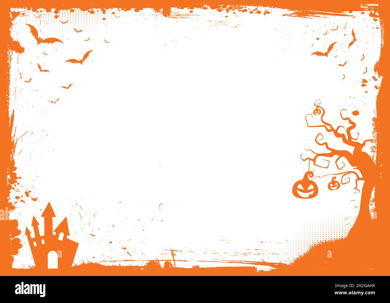 Horizontal Halloween orange element border and background template Stock Photo