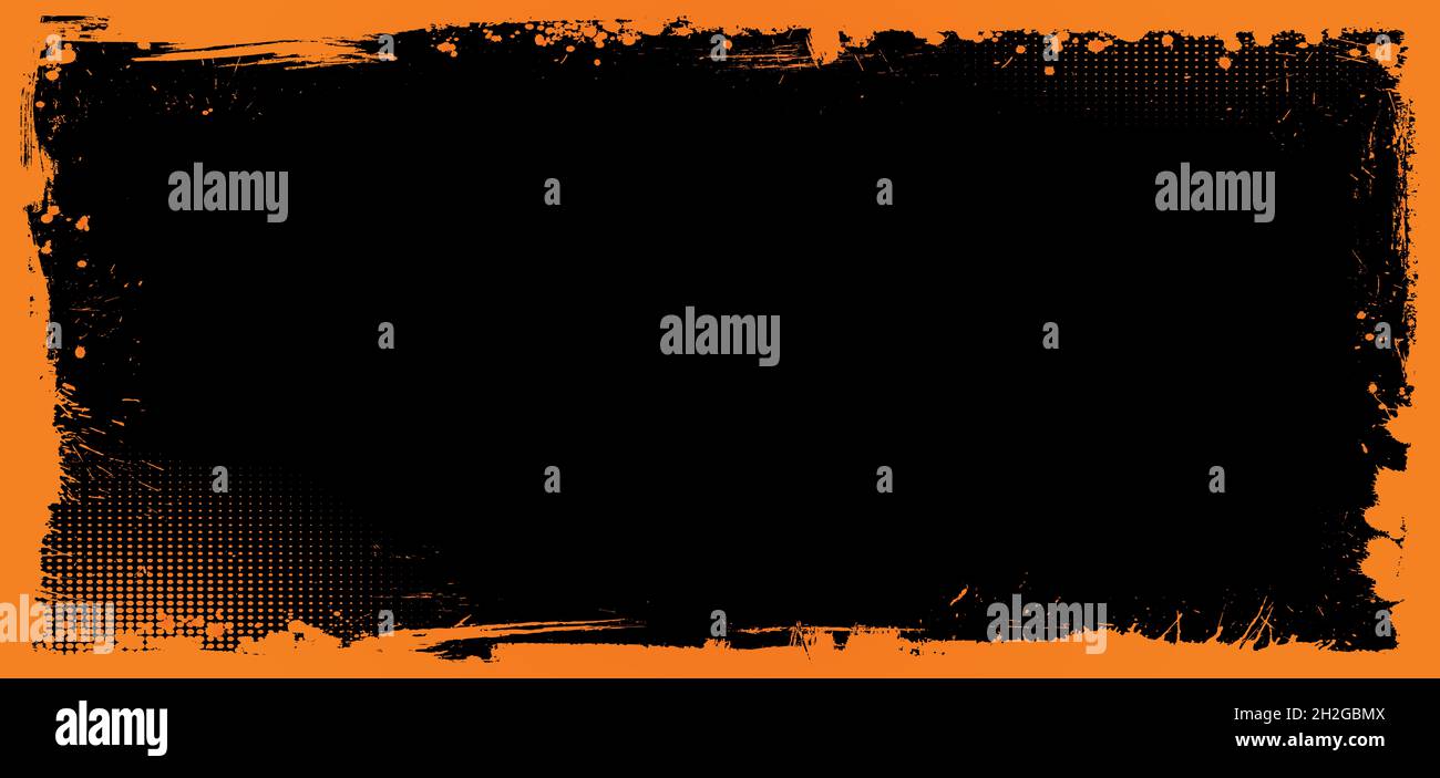 The horizontal vector orange and black Halloween banner background with ...