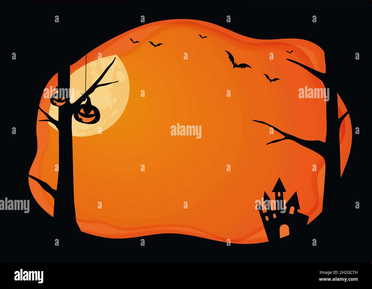 The horizontal Halloween blank background with gradient orange grunge ...