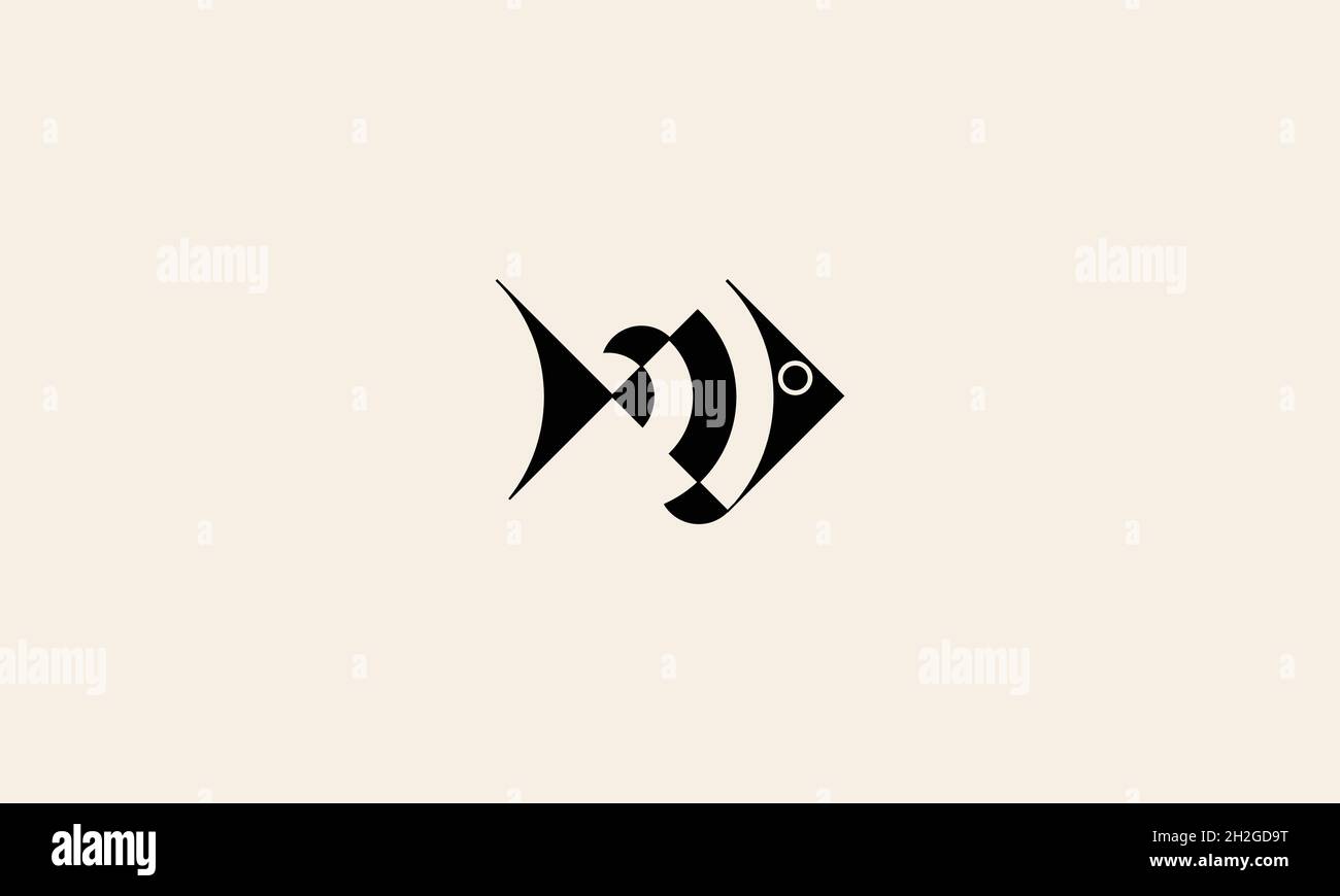 FISH LOGO DESIGN WITH NEGATIVE SPACE EFFECT FOR ILLUSTRATION USE Stock Vector