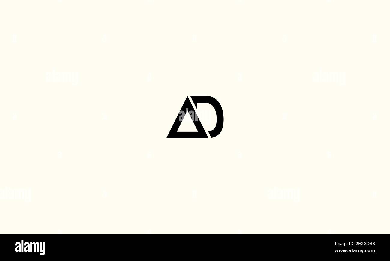 LETTERS AD LOGO DESIGN WITH NEGATIVE SPACE EFFECT FOR ILLUSTRATION USE Stock Vector