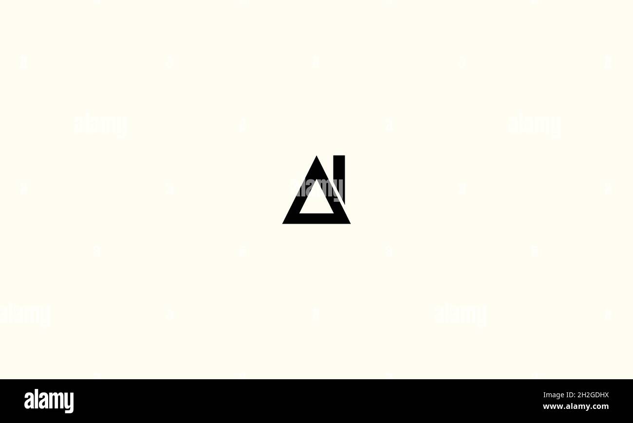 LETTERS AI LOGO DESIGN WITH NEGATIVE SPACE EFFECT FOR ILLUSTRATION USE Stock Vector