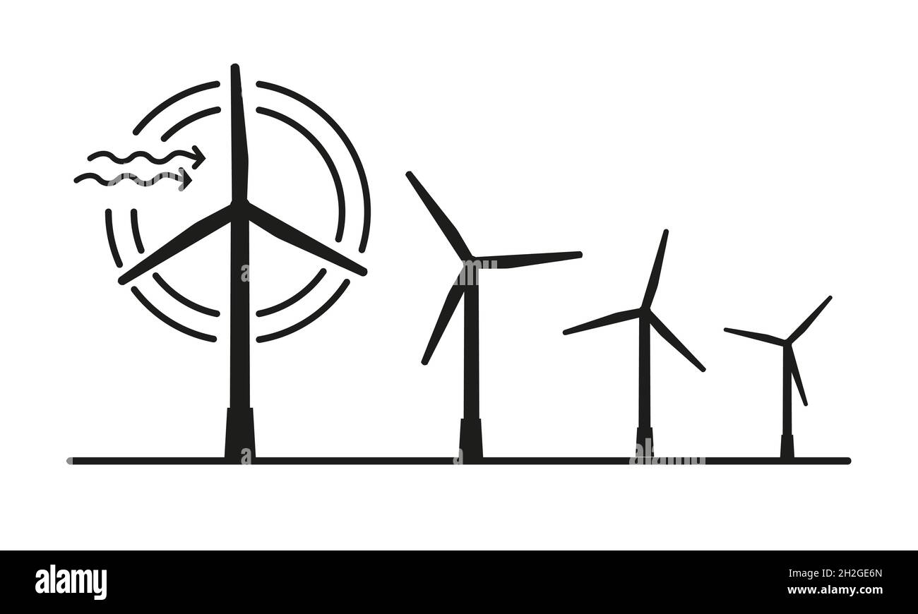 Wind power plant. Wind generators silhouettes Stock Vector Image & Art