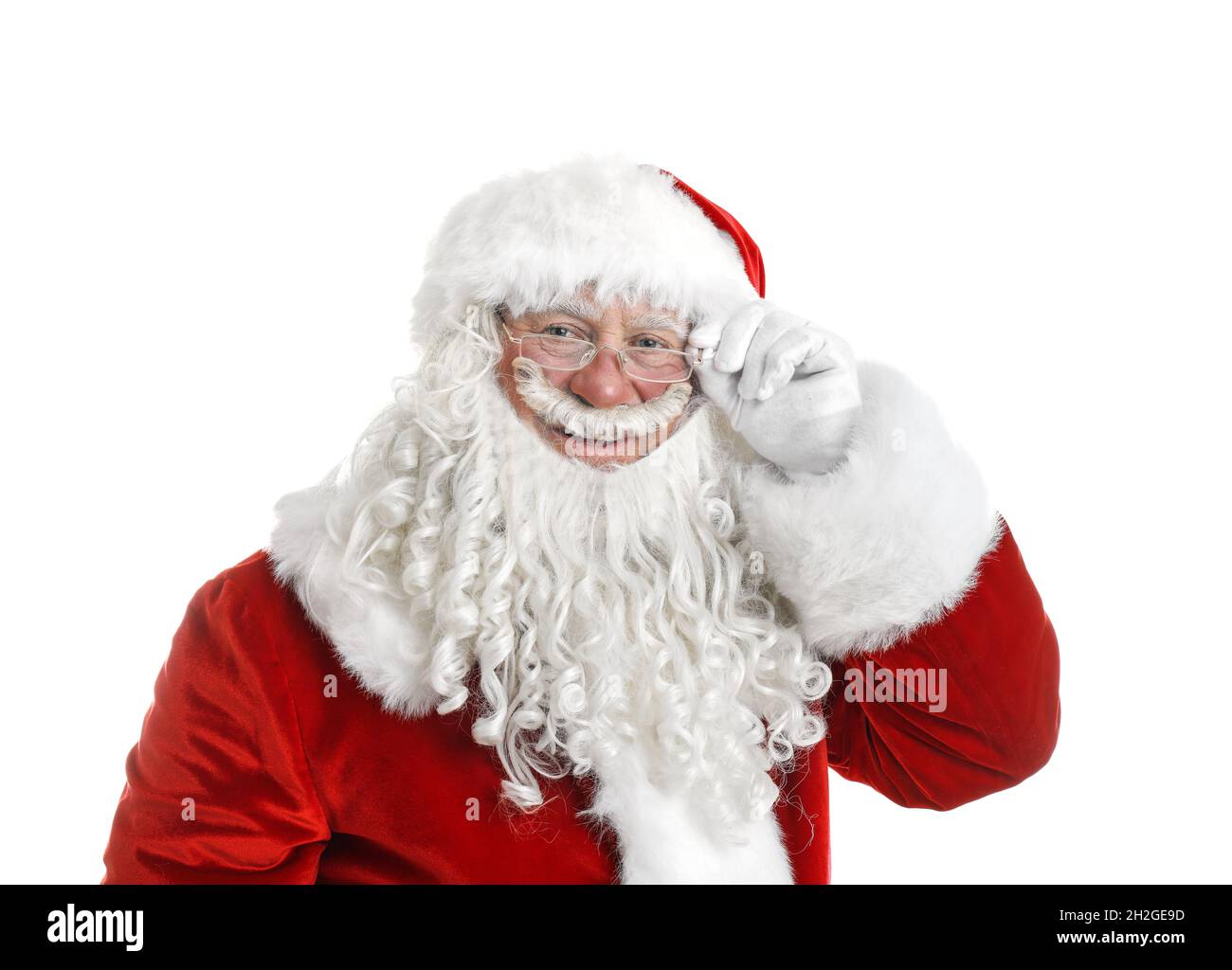Portrait of authentic Santa Claus on white background Stock Photo - Alamy