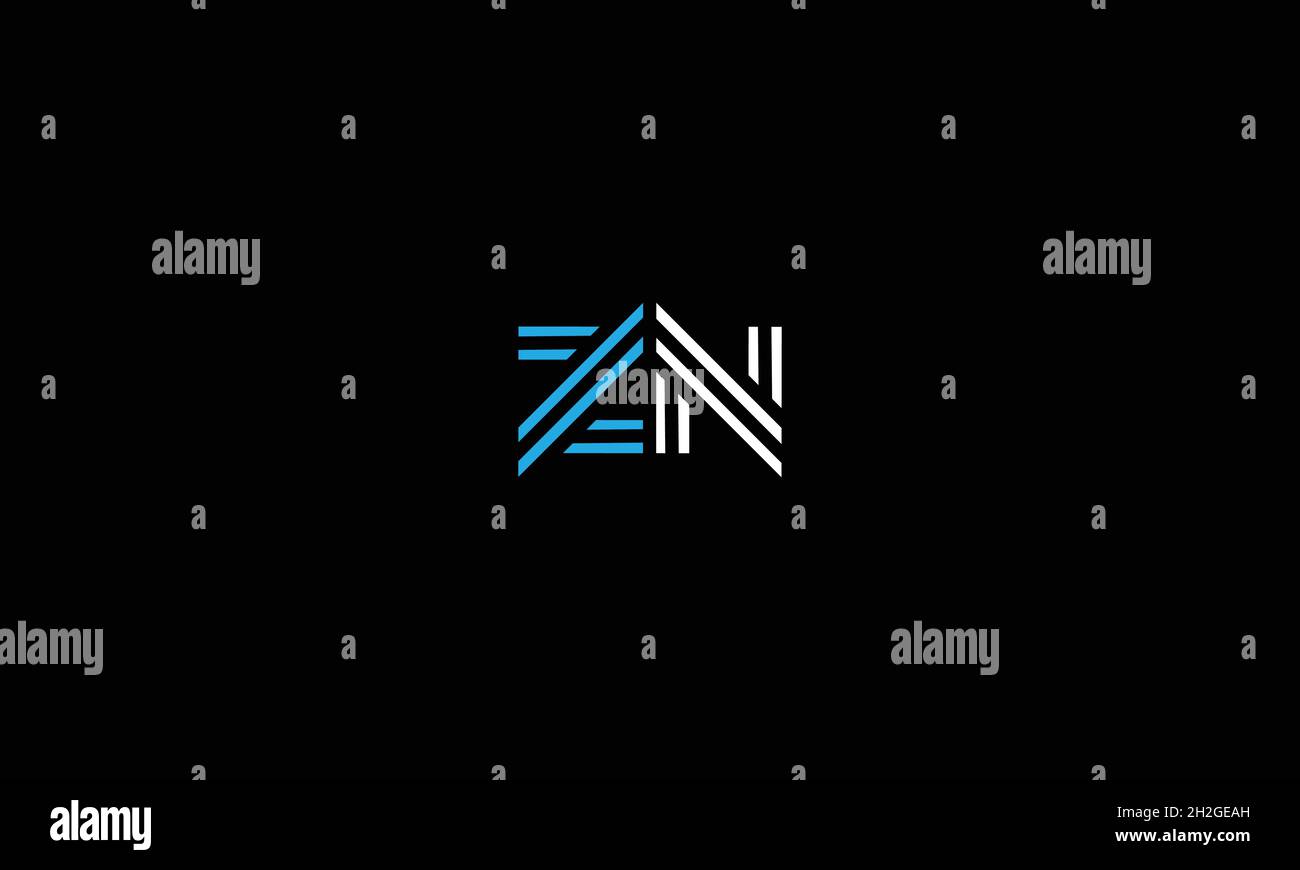 LETTERS ZN LOGO DESIGN WITH NEGATIVE SPACE EFFECT FOR ILLUSTRATION USE Stock Vector