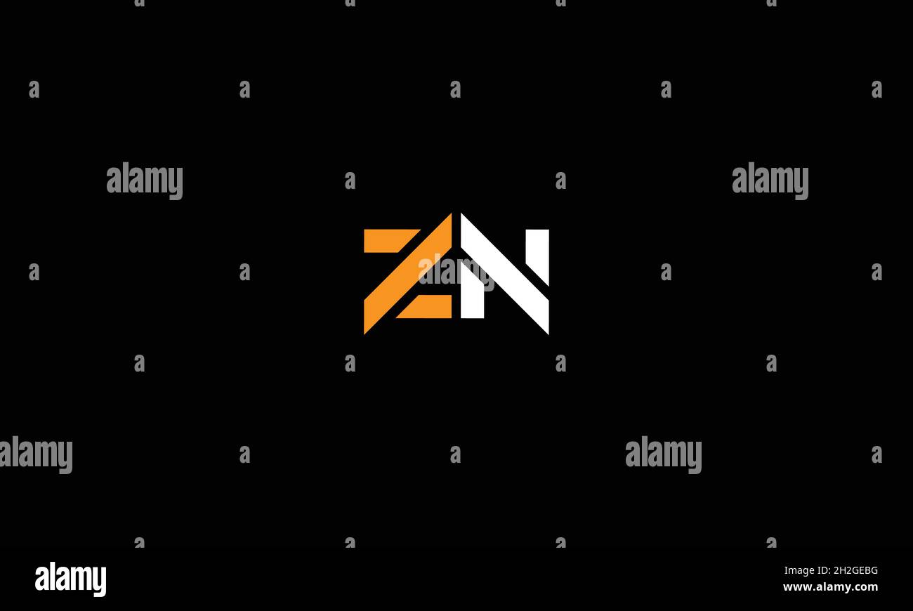 LETTERS ZN LOGO DESIGN WITH NEGATIVE SPACE EFFECT FOR ILLUSTRATION USE Stock Vector