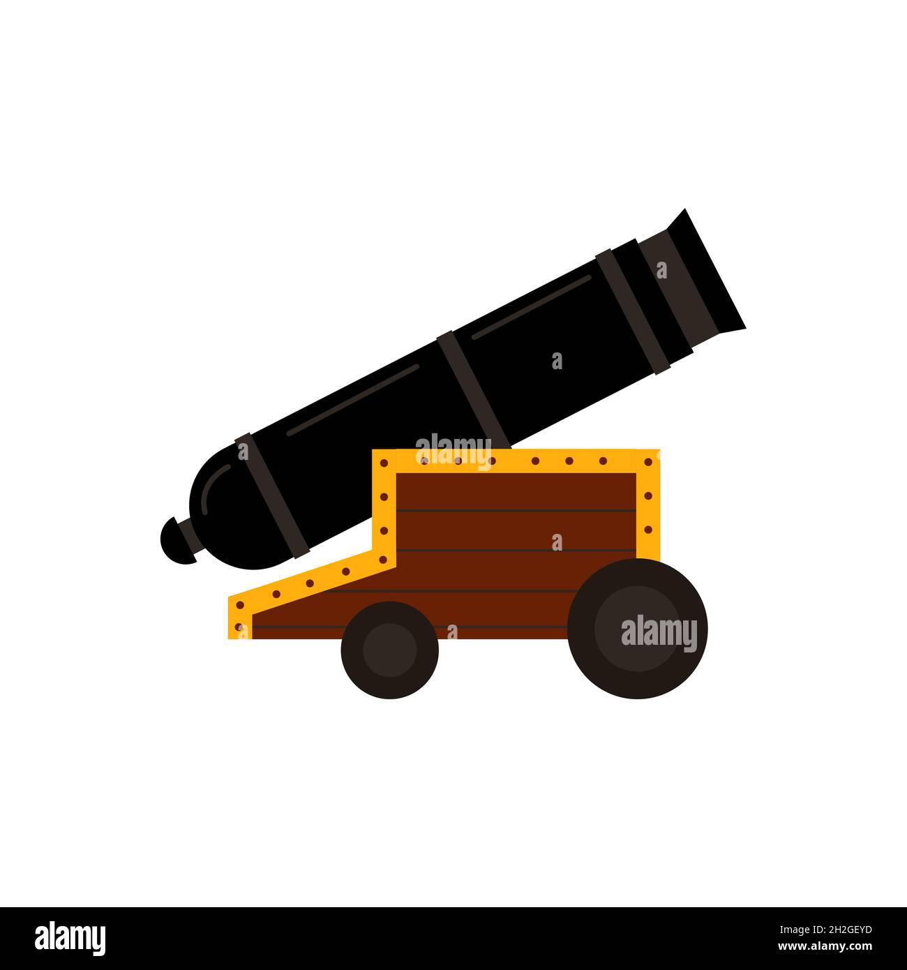 Cannon rifle. Ancient weapons. Vector illustration isolated Stock Vector