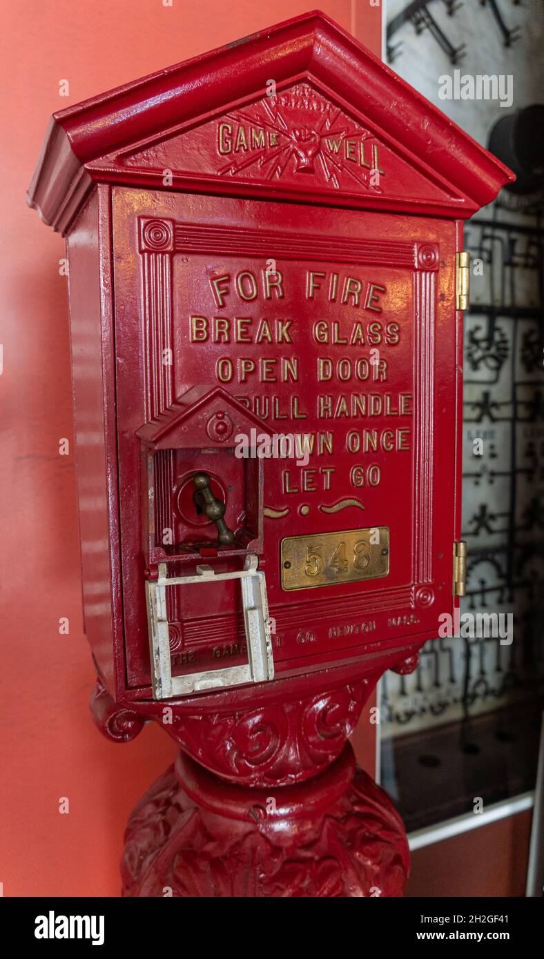 Old Gamewell fire alarm call box - Tampa, Florida, USA Stock Photo