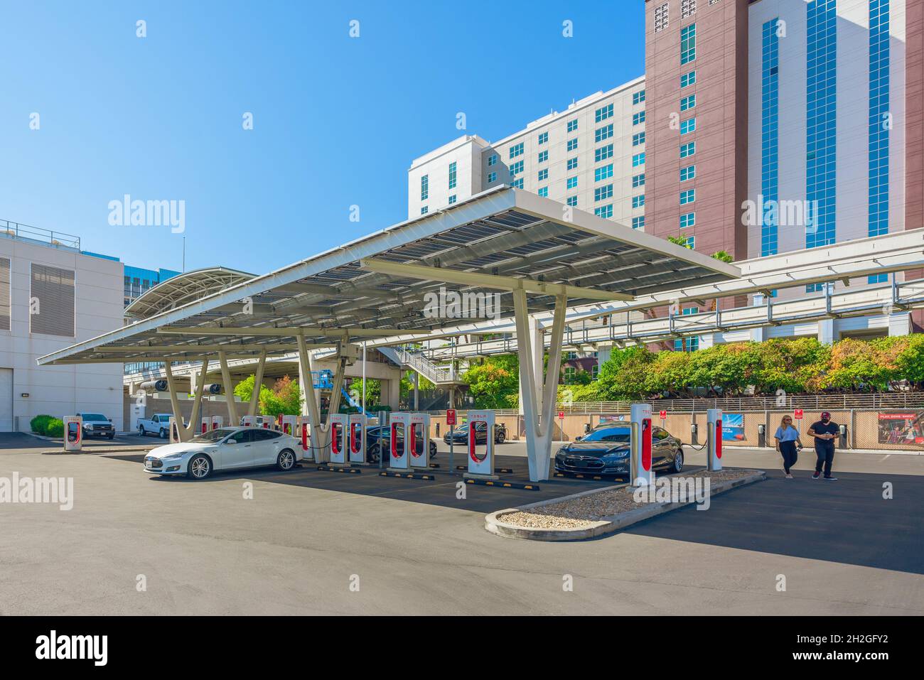 Las Vegas, Nevada, USA October 1, 2021 Tesla electric charge station