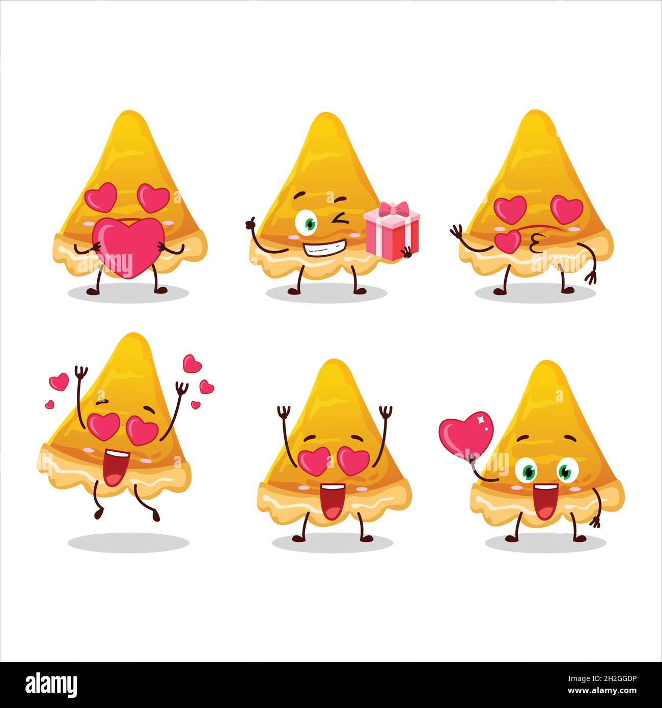 Slice of egg tart cartoon character with love cute emoticon. Vector illustration Stock Vector