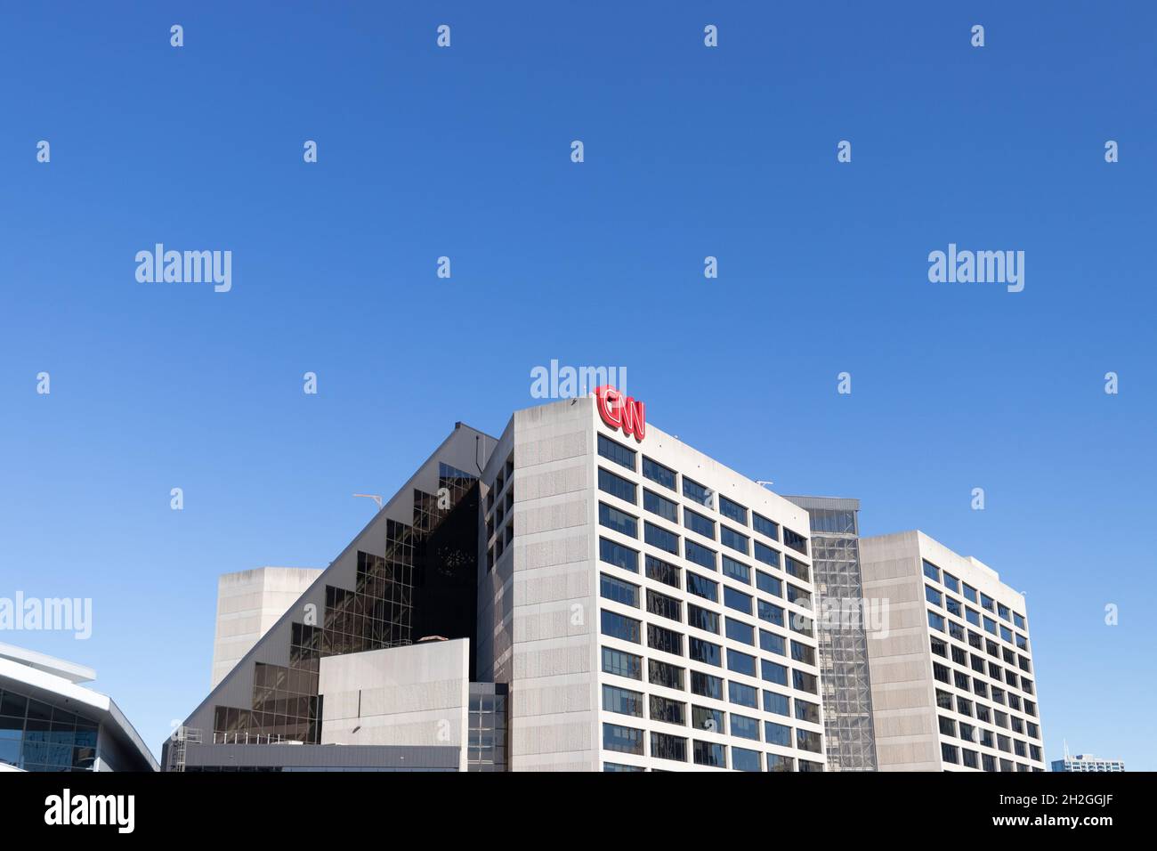 Top view of the CNN building in Atlanta, USA Stock Photo