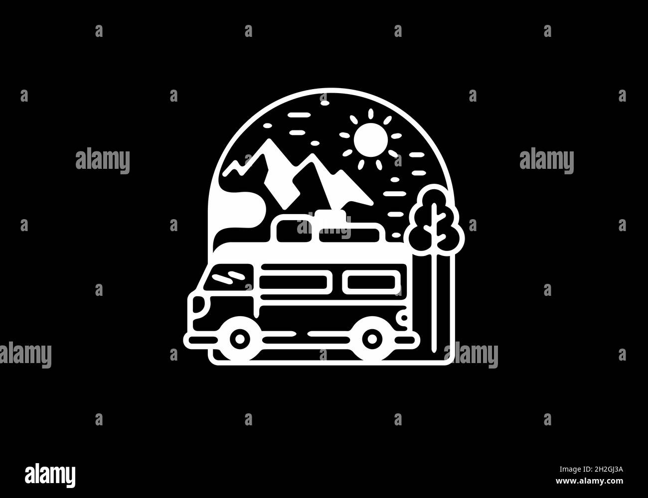 Line art illustration of campervan design Stock Vector Image & Art - Alamy