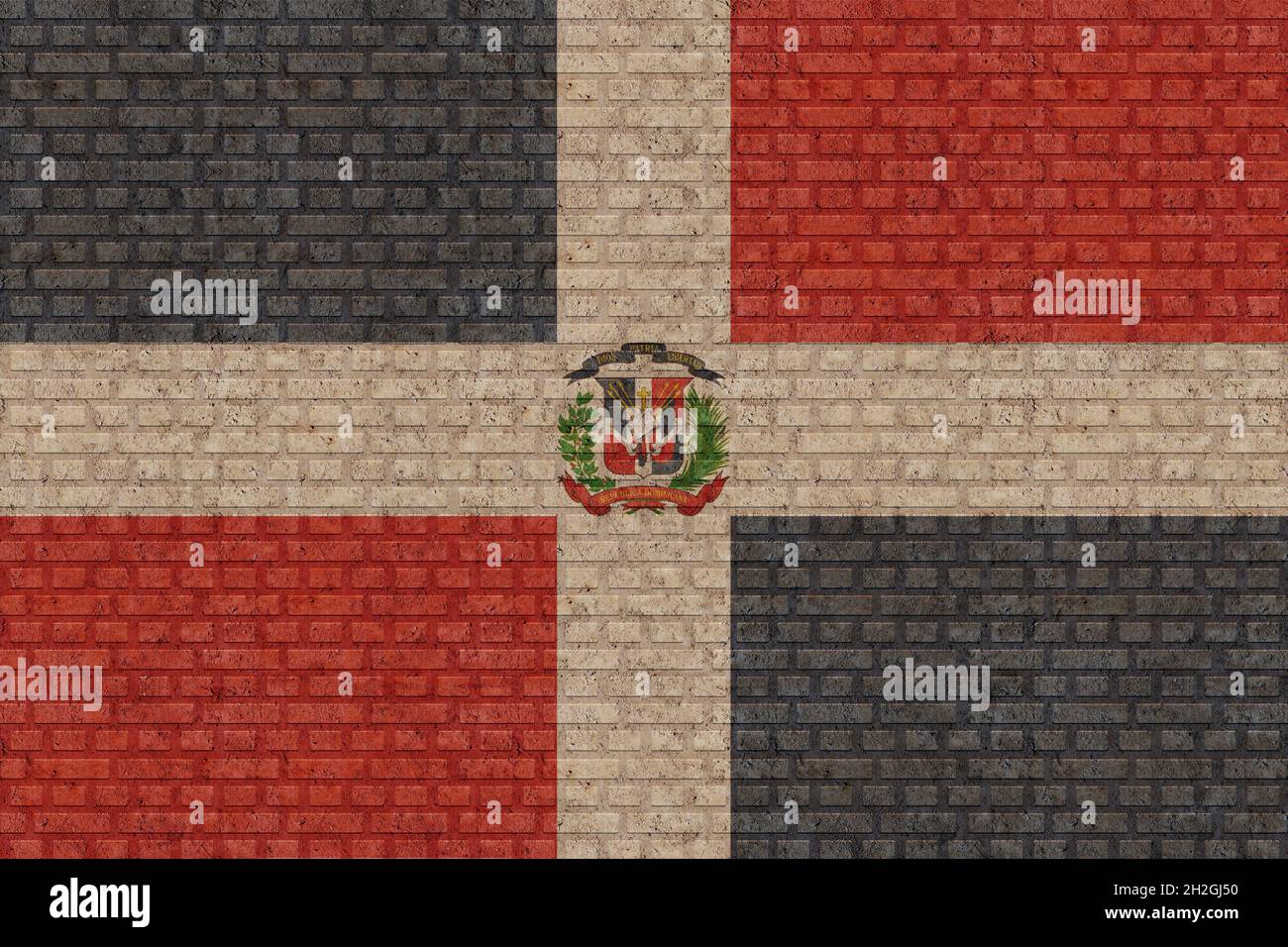 3D Flag of Dominican Republic on a old brick wall background Stock ...