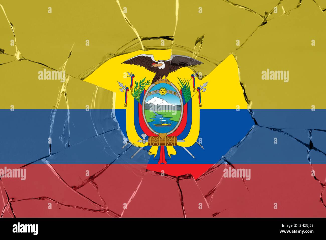 3D Flag of Ecuador on a glass breakage Stock Photo - Alamy
