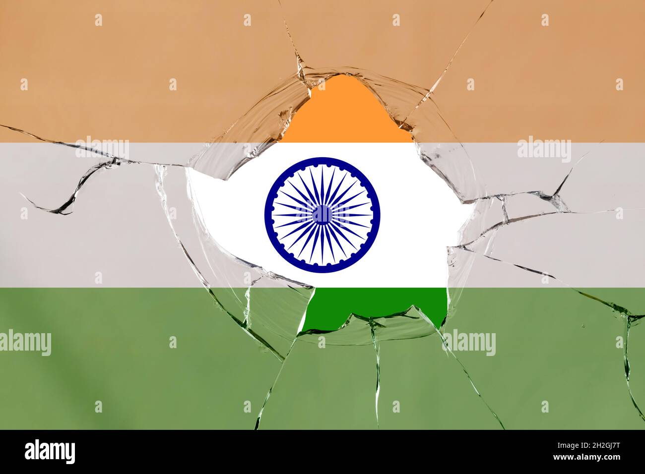 3D Flag of India on a glass breakage Stock Photo - Alamy