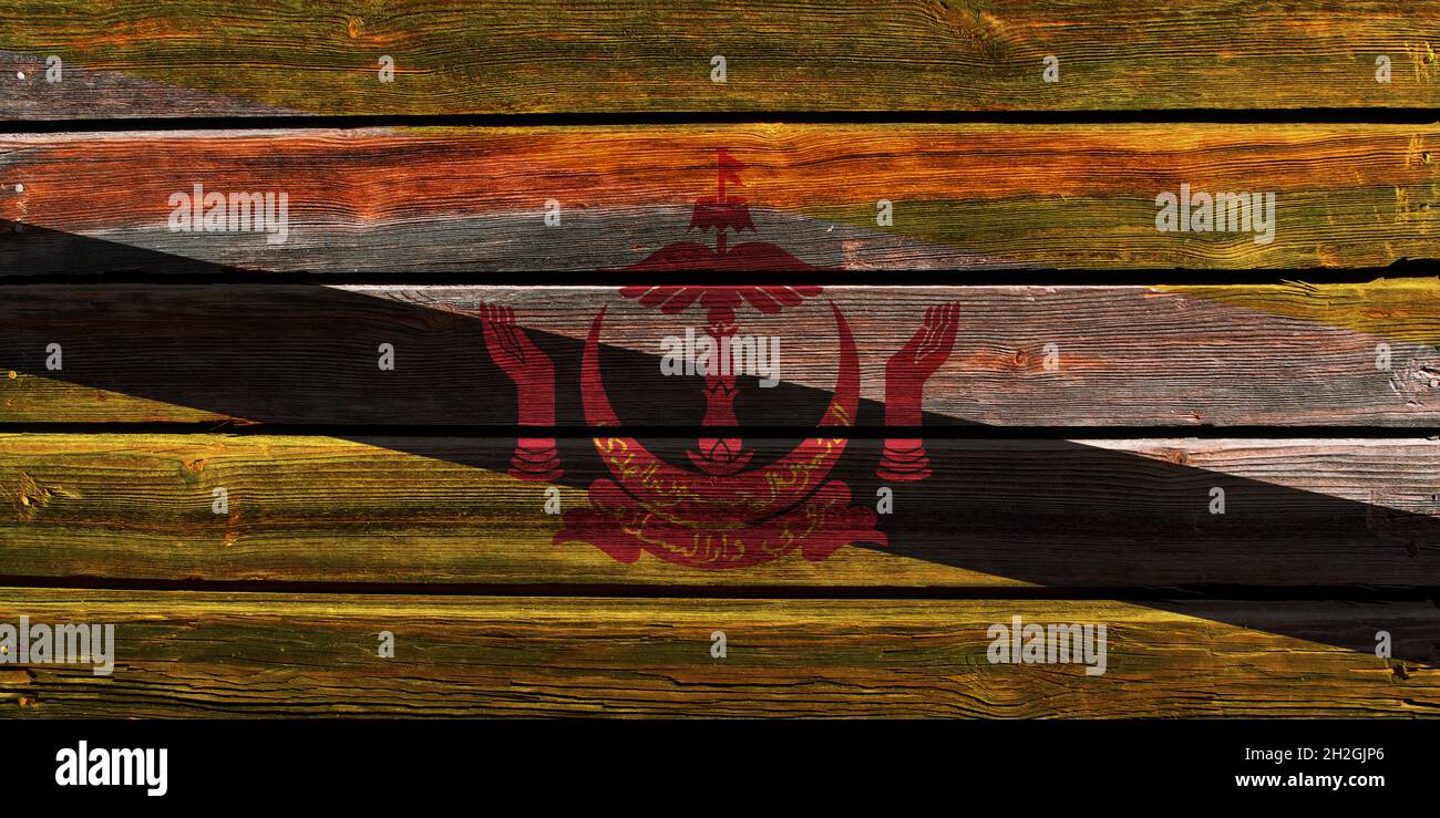 3D Flag of Brunei on a old wood wall background Stock Photo - Alamy