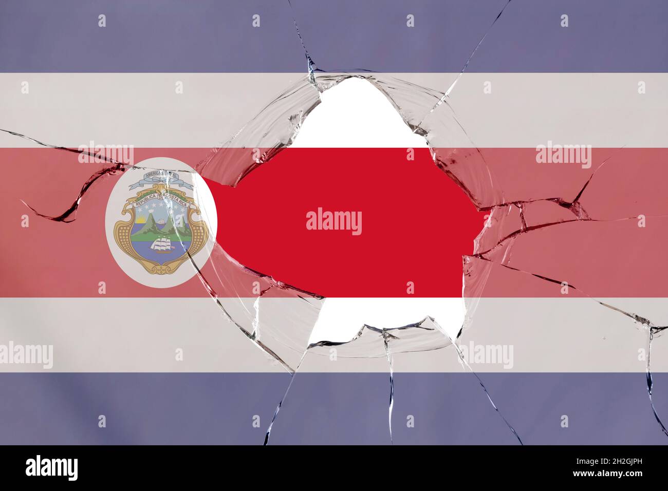3D Flag of Costa Rica on a glass breakage Stock Photo - Alamy