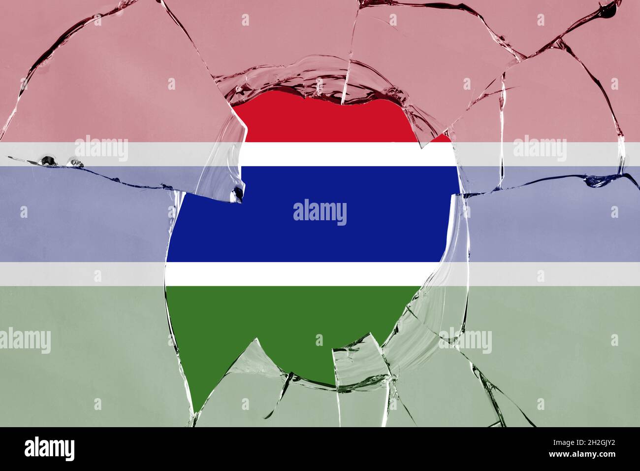 3D Flag of Gambia on a glass breakage Stock Photo - Alamy