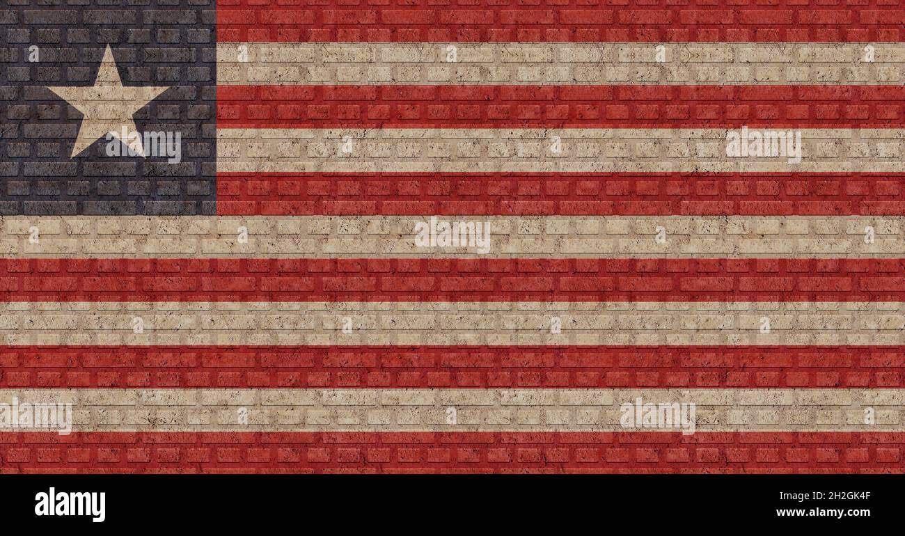3D Flag of Liberia on a old brick wall background Stock Photo - Alamy