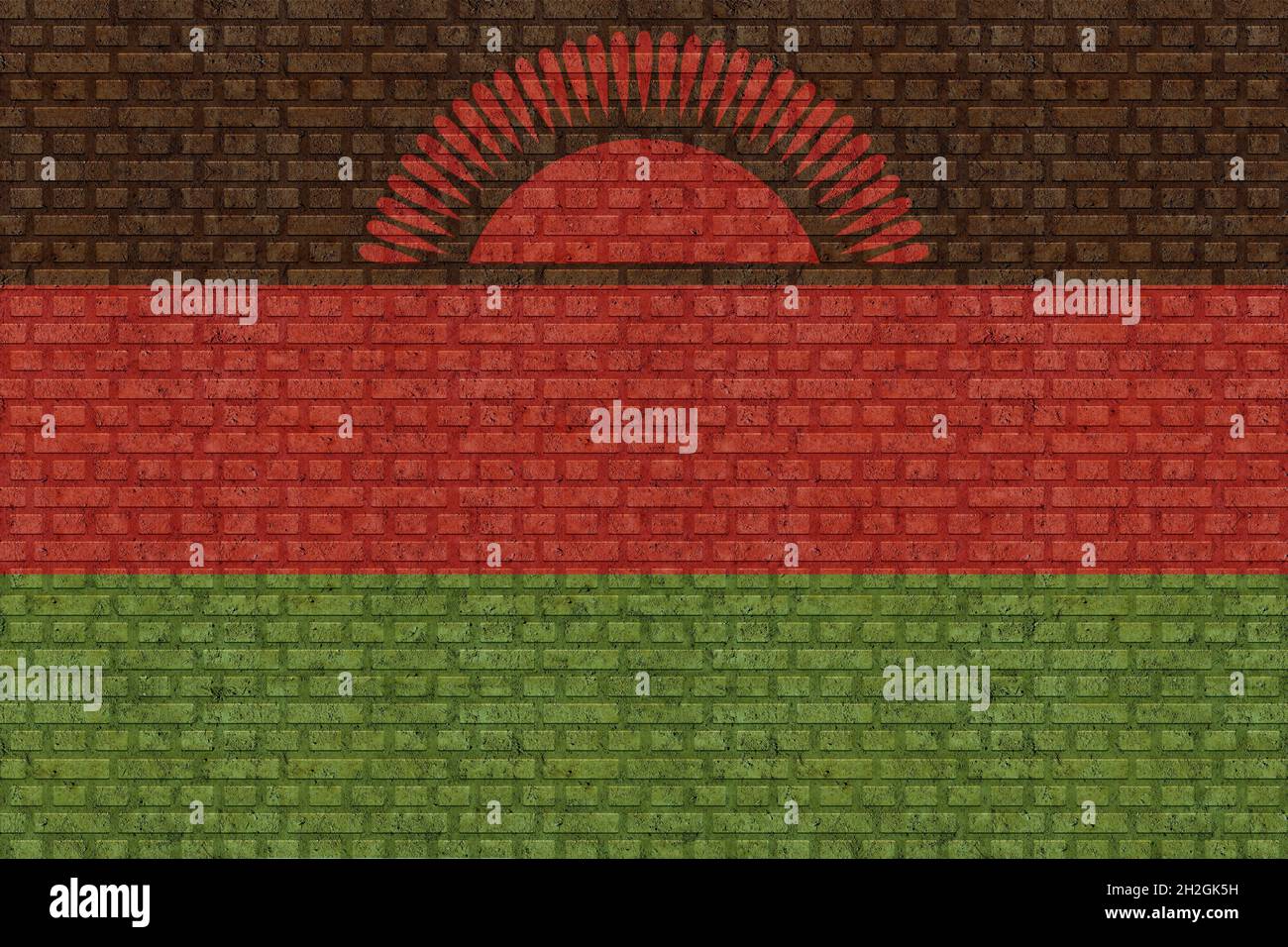 3D Flag of Malawi on a old brick wall background Stock Photo - Alamy