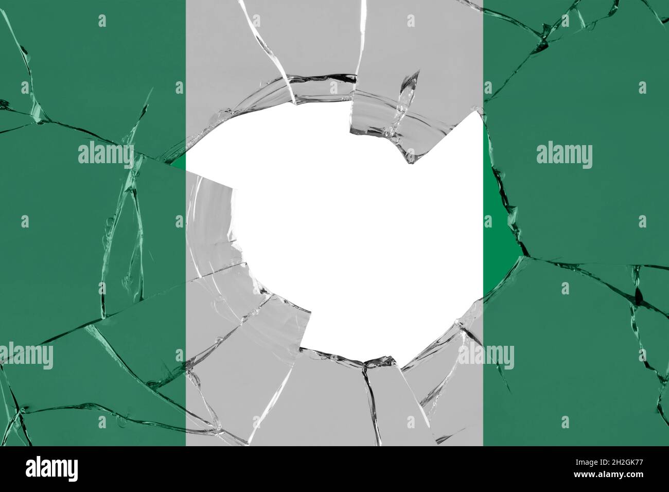 3D Flag of Nigeria on a glass breakage Stock Photo - Alamy