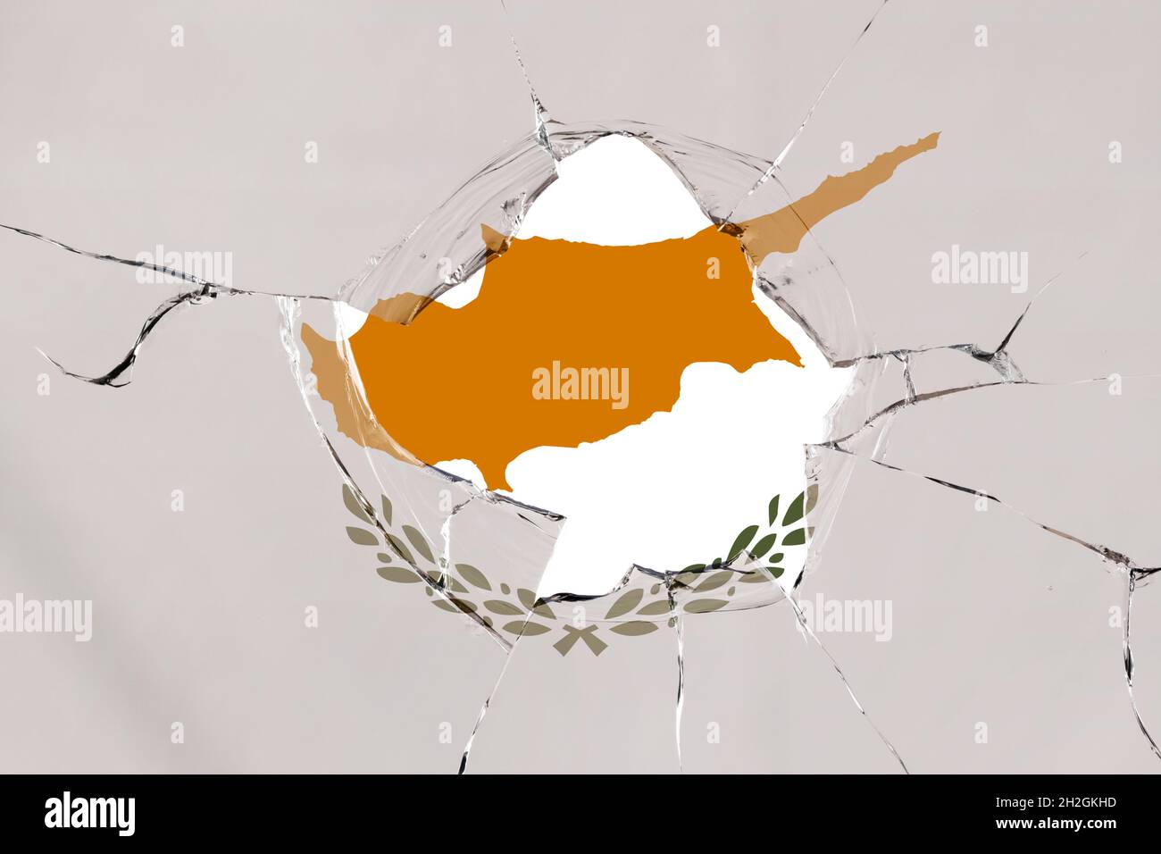 3D Flag of Cyprus on glass breakage Stock Photo - Alamy