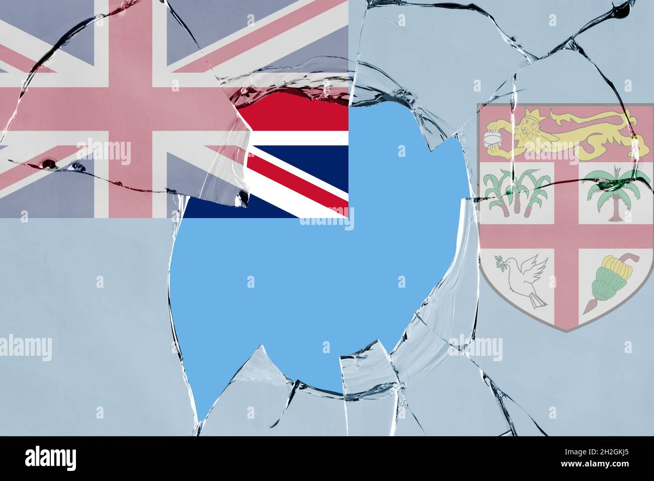 3D Flag of Fiji on a glass breakage Stock Photo - Alamy