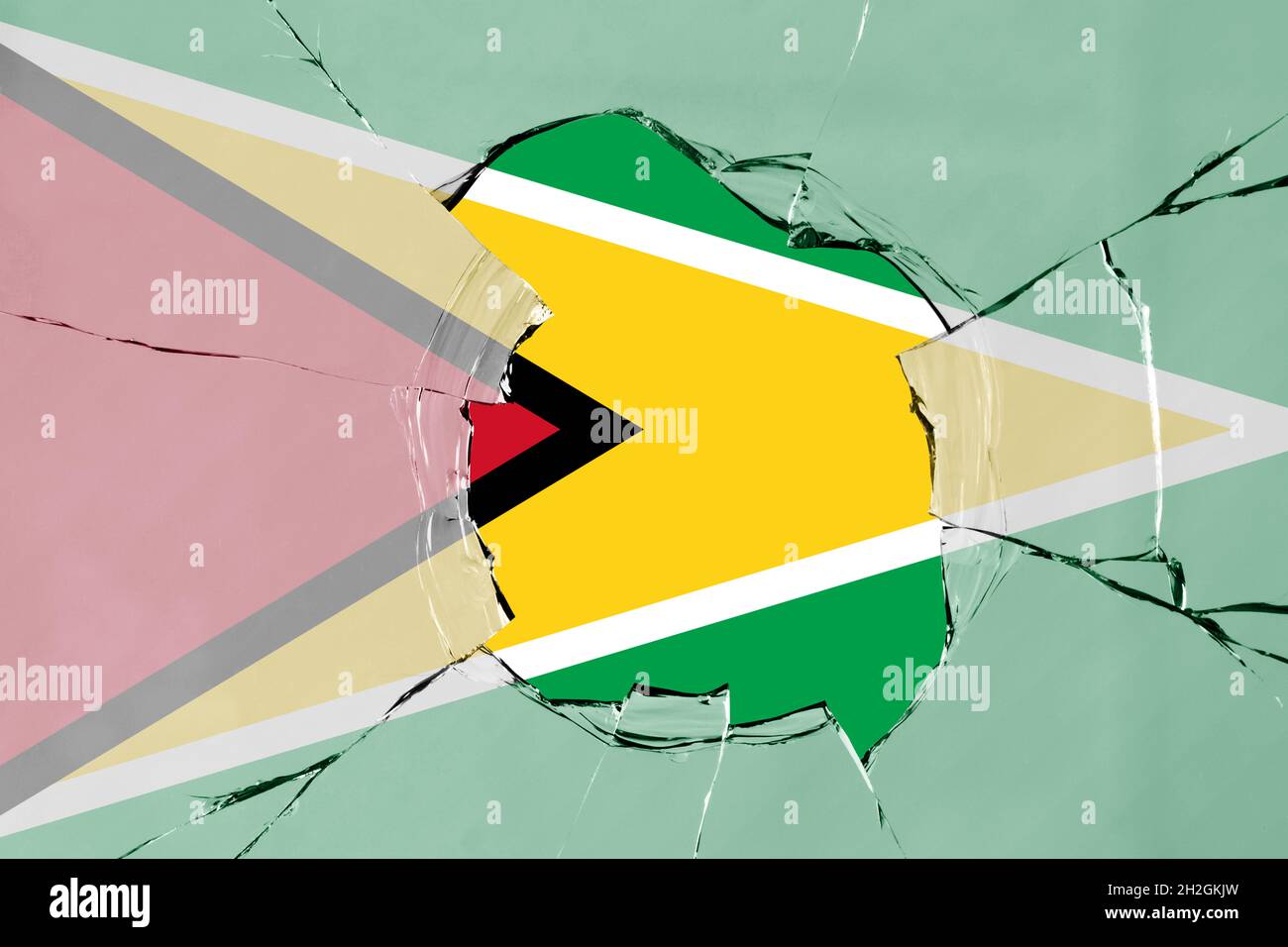 3D Flag of Guyana on a glass breakage Stock Photo - Alamy