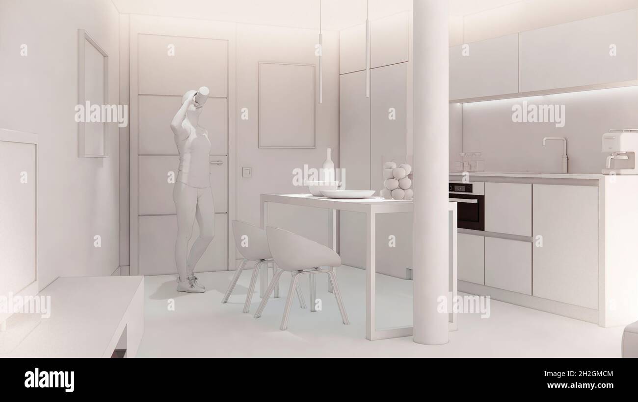 Computer generated image of a living room. Architectural Visualization ...