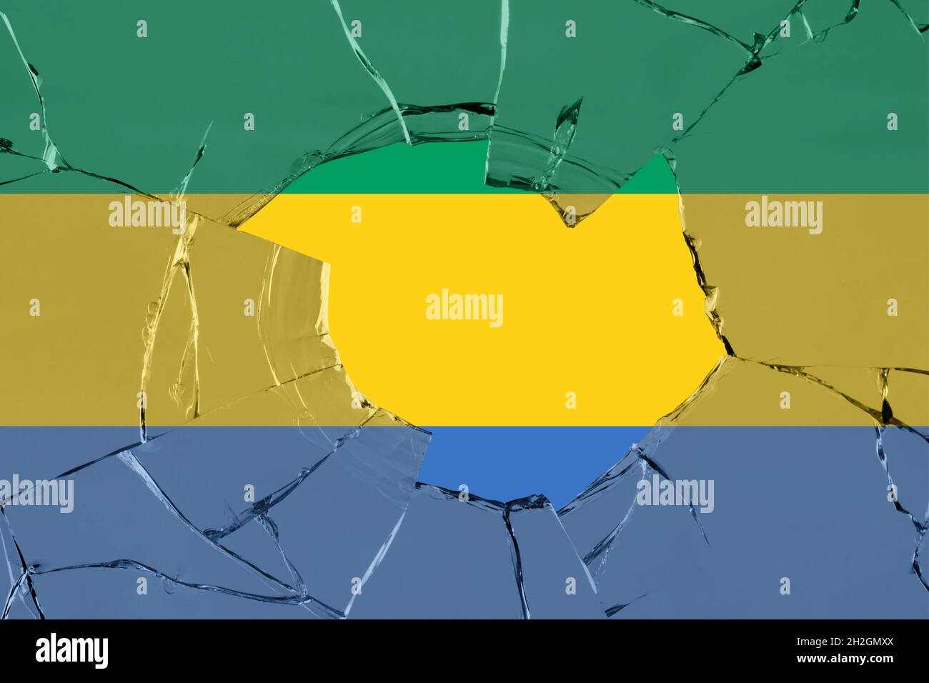 3D Flag of Gabon on a glass breakage Stock Photo - Alamy