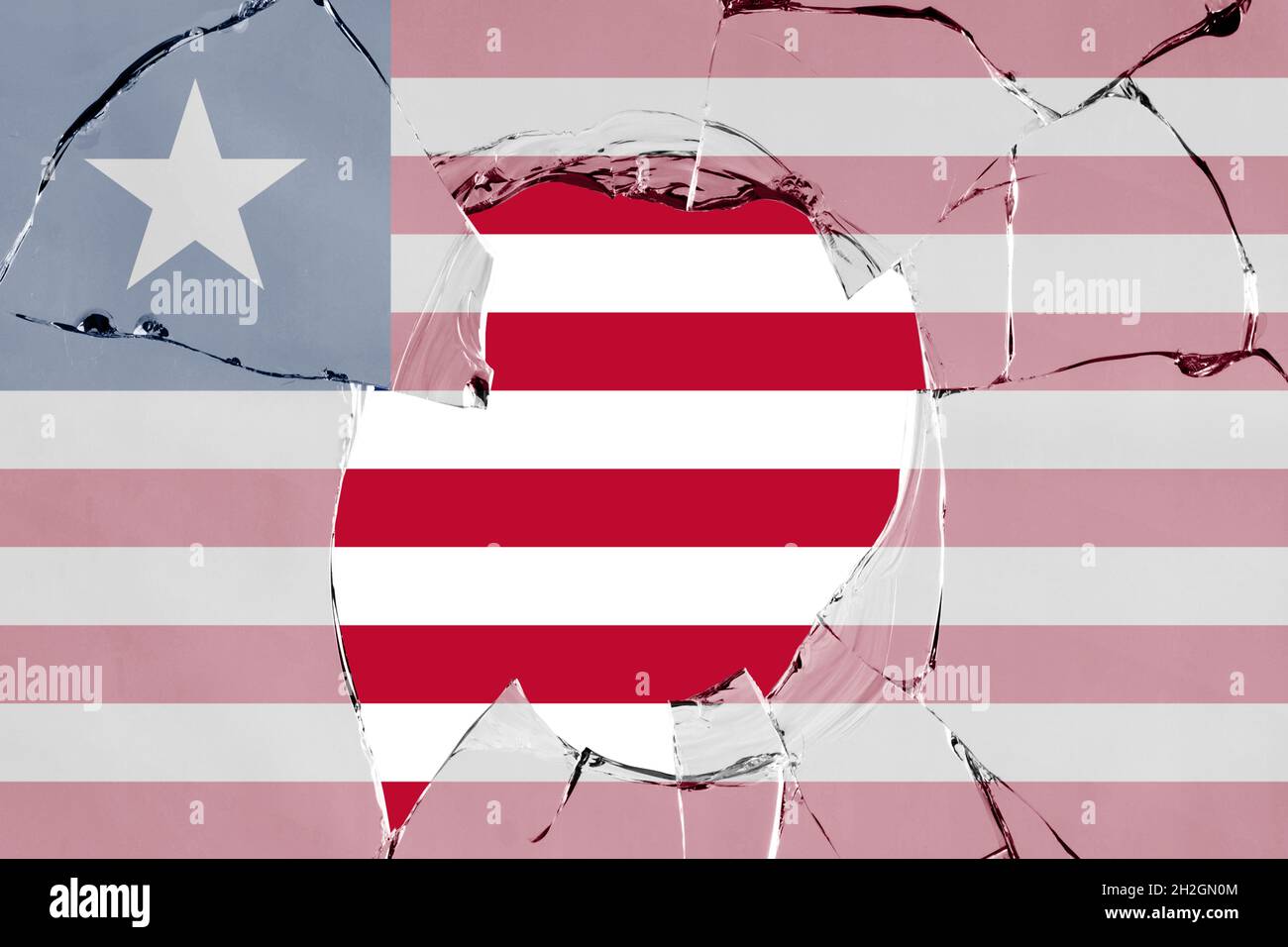 3D Flag of Liberia on a glass breakage Stock Photo - Alamy