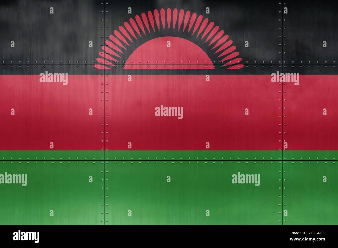 3D Flag of Malawi on a metal wall background Stock Photo - Alamy
