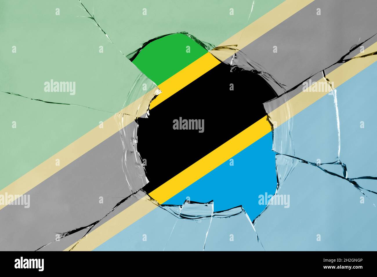3D Flag of Tanzania on a glass breakage Stock Photo - Alamy