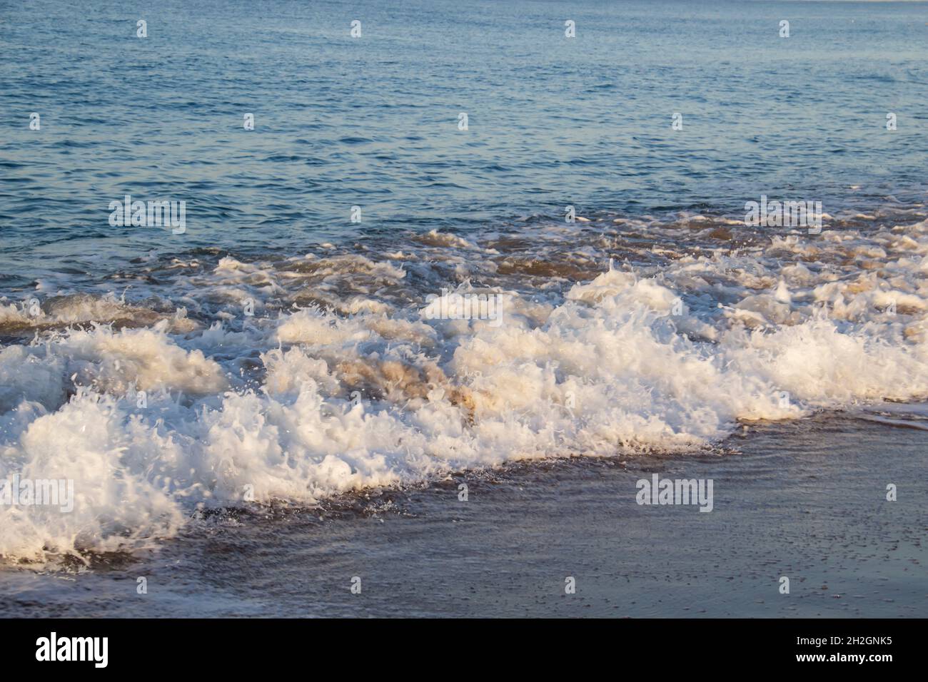 Beautiful seascape with sea waves and sand. Sea waves on the beach ...