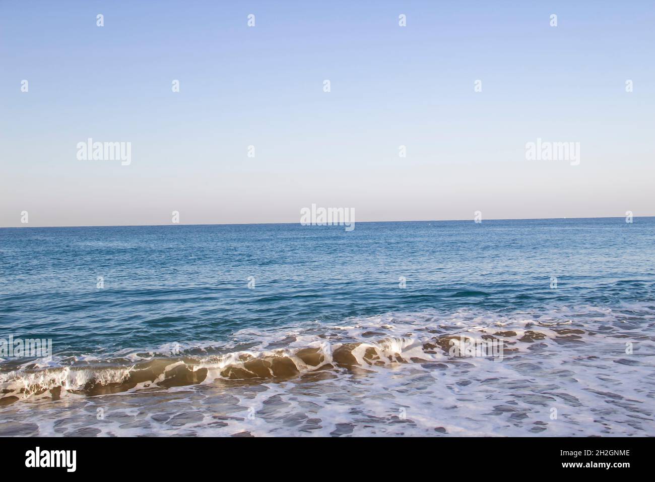 Beautiful seascape with sea waves and sand. Sea waves on the beach ...