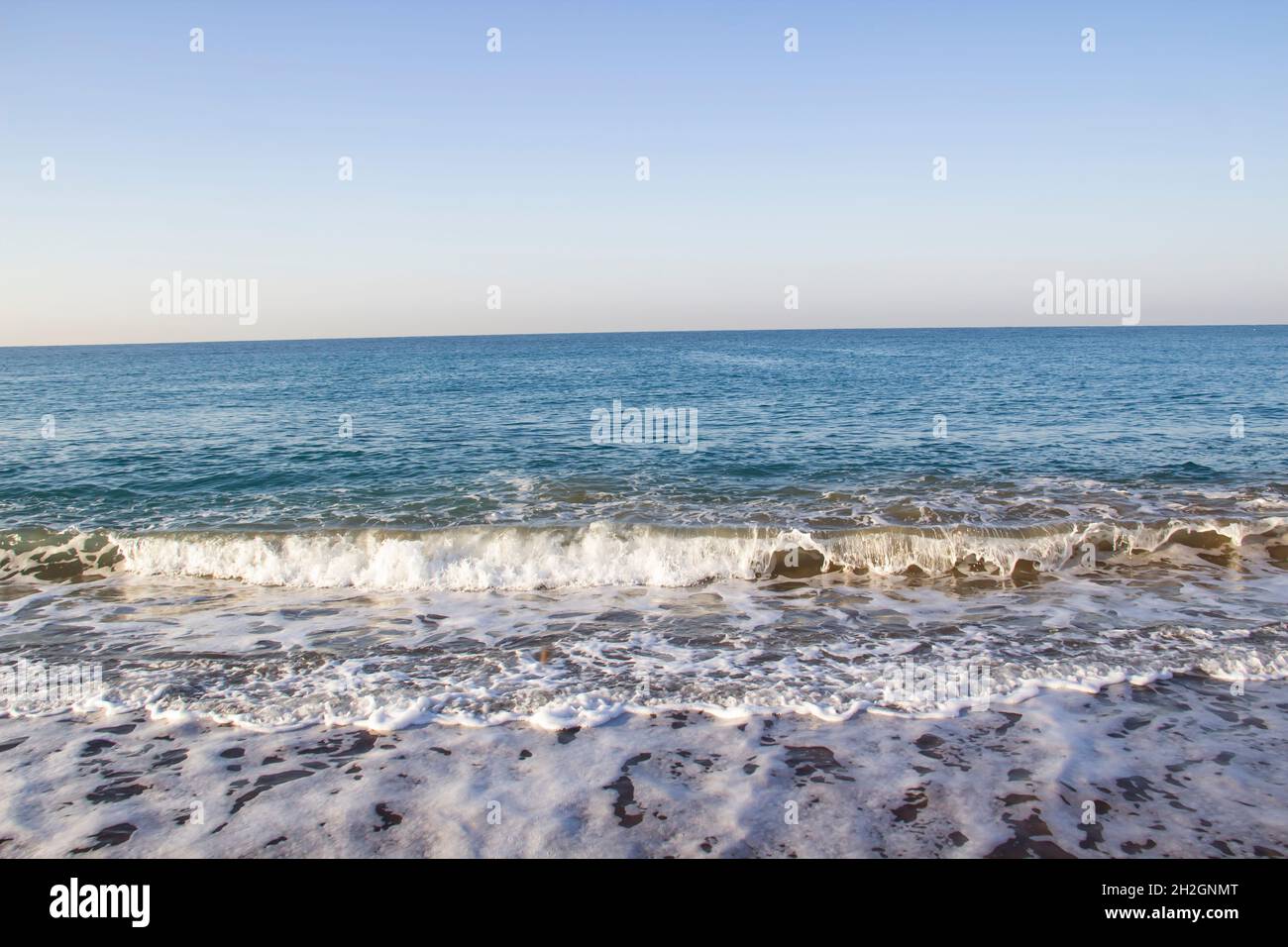 Beautiful seascape with sea waves and sand. Sea waves on the beach ...
