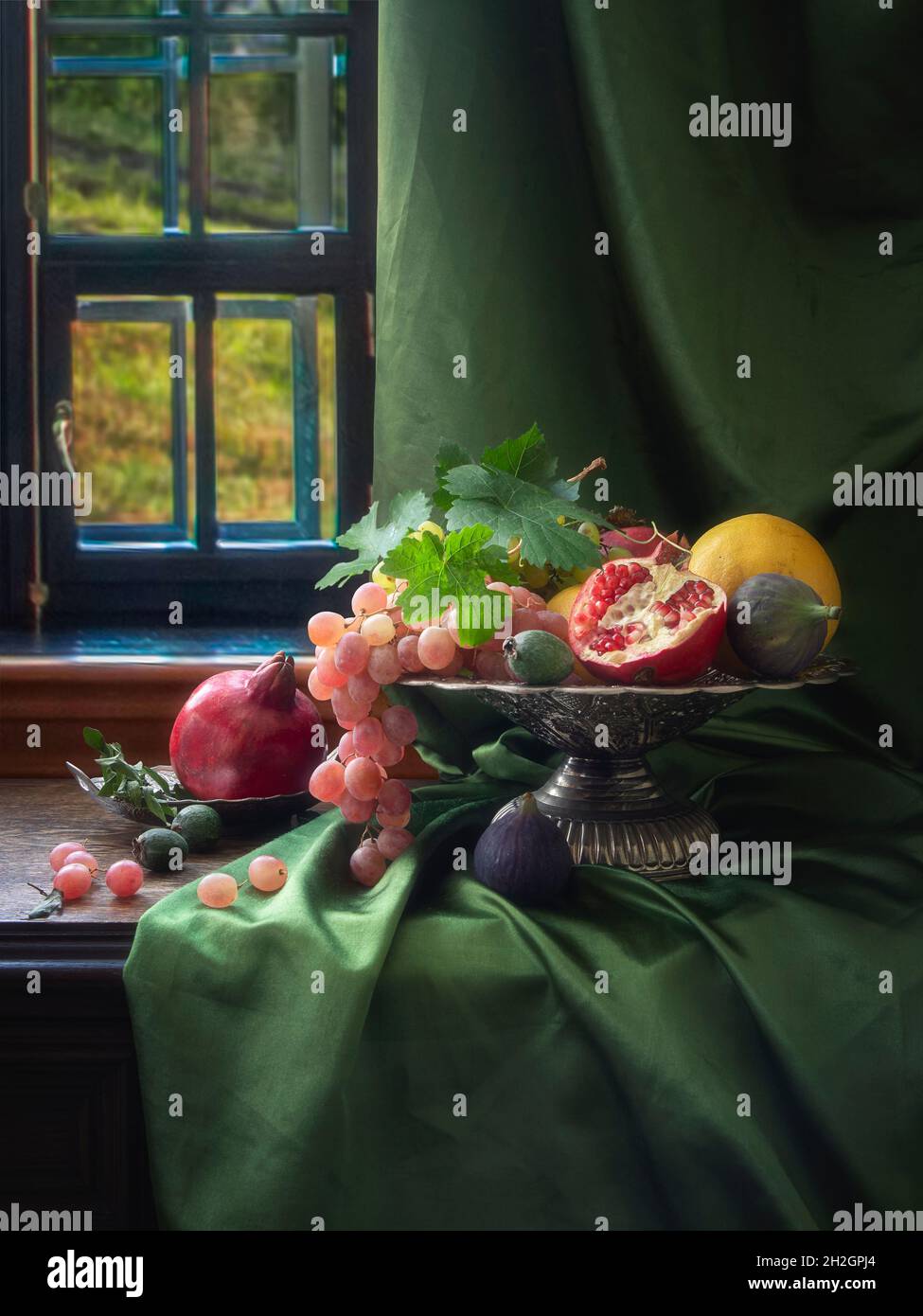 Still life with fruits in the interior Stock Photo - Alamy