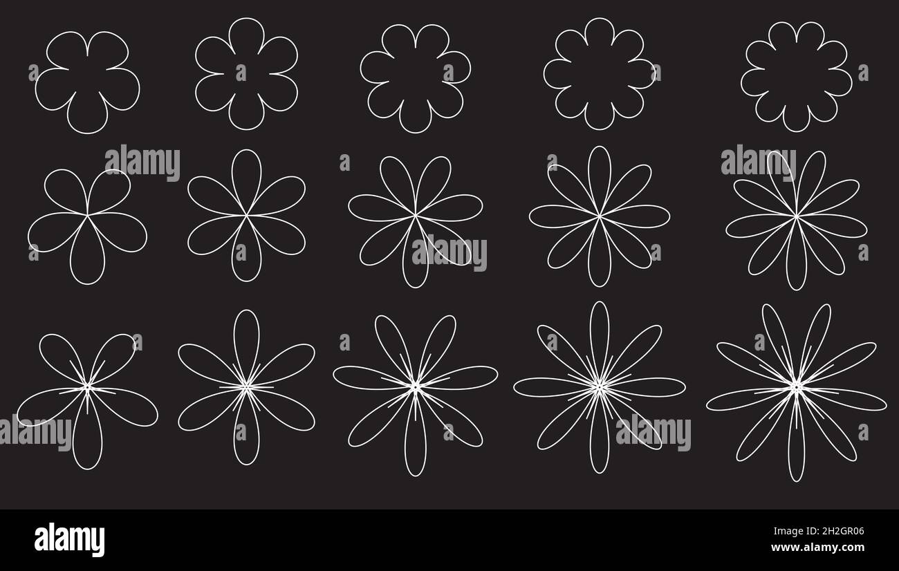 The white symbol collection on a black background. Stock Vector