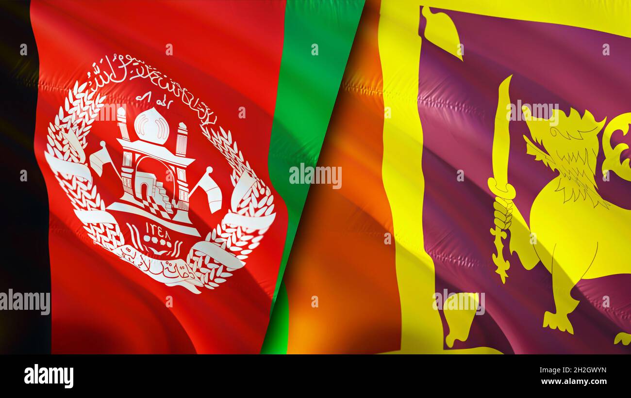 Afghanistan and Sri Lanka flags. 3D Waving flag design. Sri Lanka ...