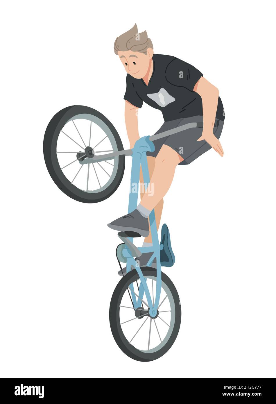 Boy riding bicycle, teenager on bike vector Stock Vector Image & Art ...