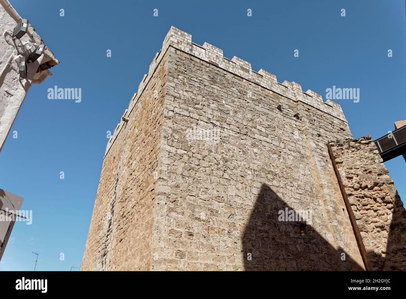 Fortress tower. Requena, Valencia. Comunitat Valenciana. Spain. Stock Photo