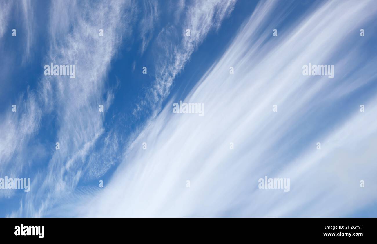 Panoramic photo of blurred sky. Blue sky background Stock Photo