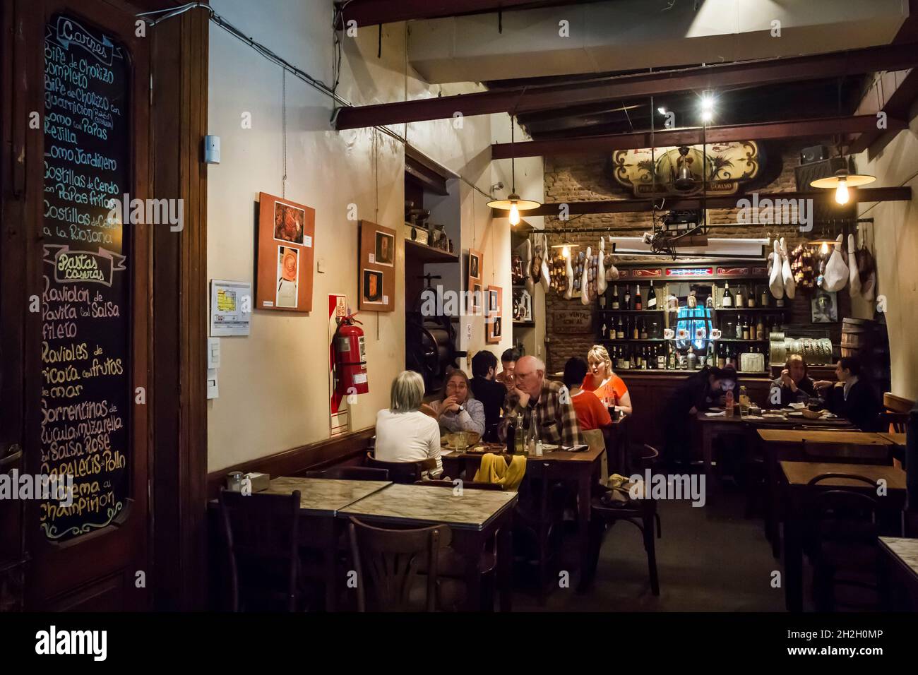 Horizontal view of one of the dining areas of El Federal bar in Carlos Calvo St, San Telmo neighborhood, Buenos Aires, Argentina Stock Photo